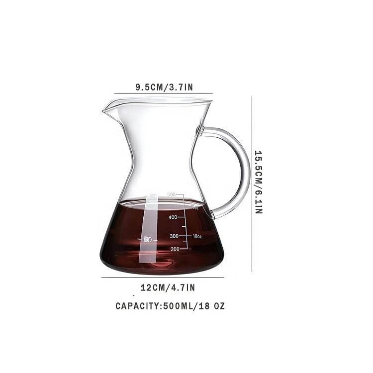Pour Over Coffee Maker Set Glass Carafe Coffee Pot&Coffee Brewer With Stainless steel Filter Dripper Heat Resistance Decanter