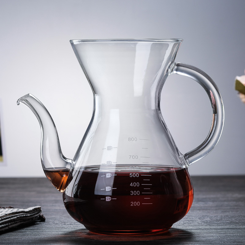 Pour Over Coffee Maker with Permanent Stainless Filter 8 Cup, Heat-Resistant Borosilicate Glass Coffee Dripper Brewer