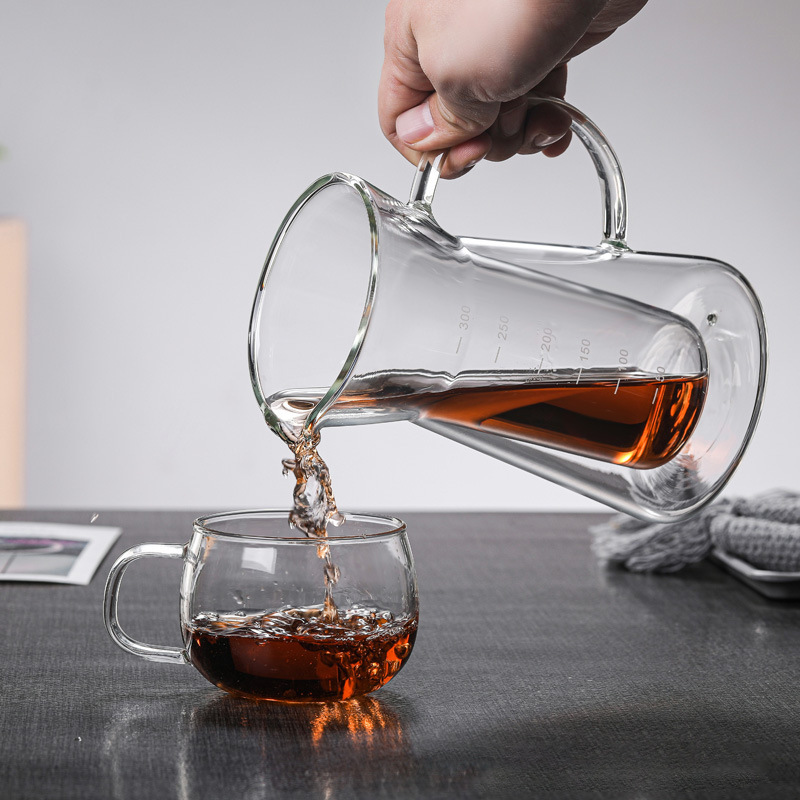 300ml Double wall glass coffee pot hand coffee pot teapot with stainless steel strainer