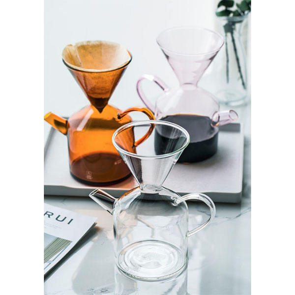 Pour Over Coffee Maker,Iced drip Coffee Maker Set with Filter,Reusable Glass Coffee Pot Manual Coffee Dripper Brewer with handle