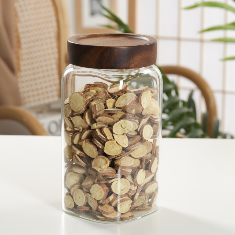 New Design Square Shape Airtight Borosilicate Glass Storage Jar with Acacia Screw Lid