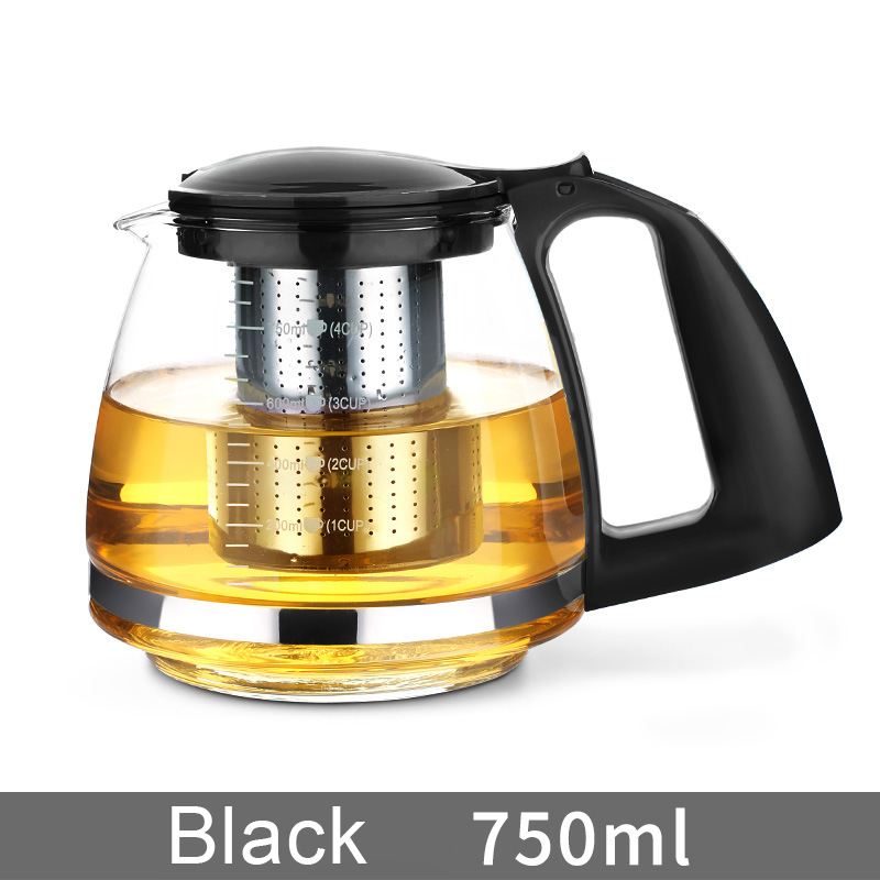 High Borosilicate Glass Teapot New Design, Durable Heat-Resistant with Plastic Handle