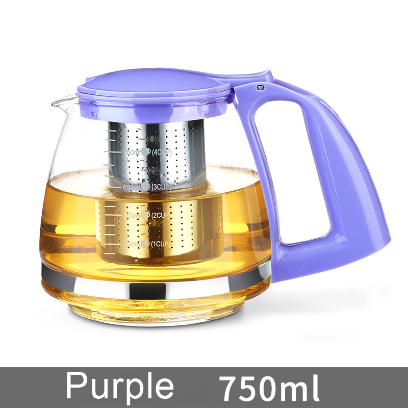 High Borosilicate Glass Teapot New Design, Durable Heat-Resistant with Plastic Handle
