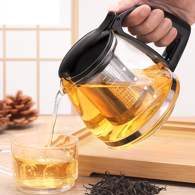 High Borosilicate Glass Teapot New Design, Durable Heat-Resistant with Plastic Handle