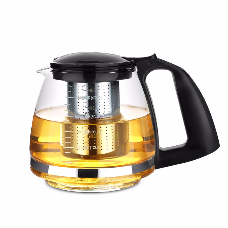 High Borosilicate Glass Teapot New Design, Durable Heat-Resistant with Plastic Handle