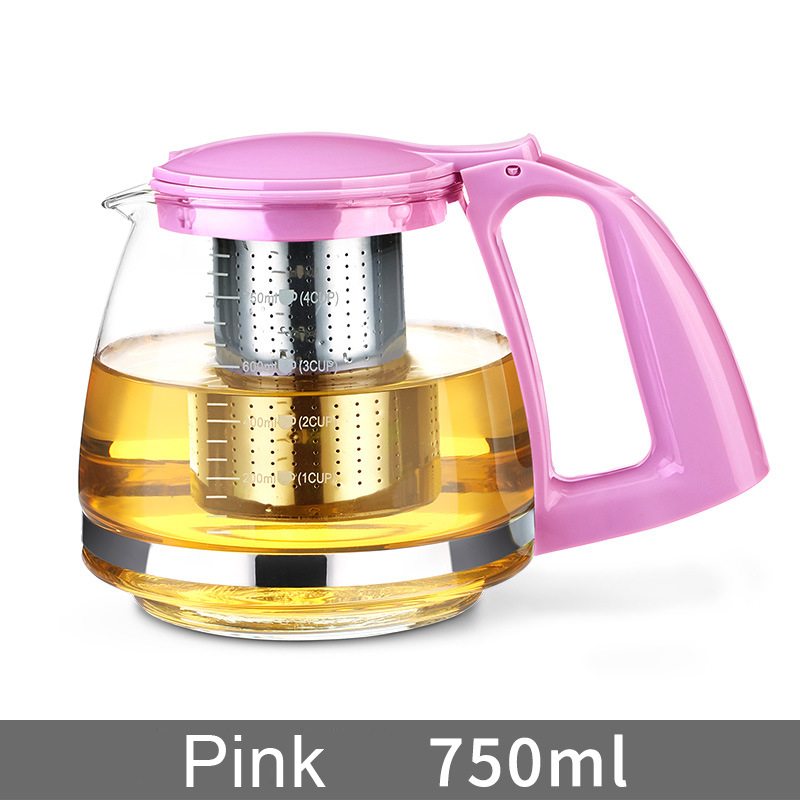 High Borosilicate Glass Teapot New Design, Durable Heat-Resistant with Plastic Handle