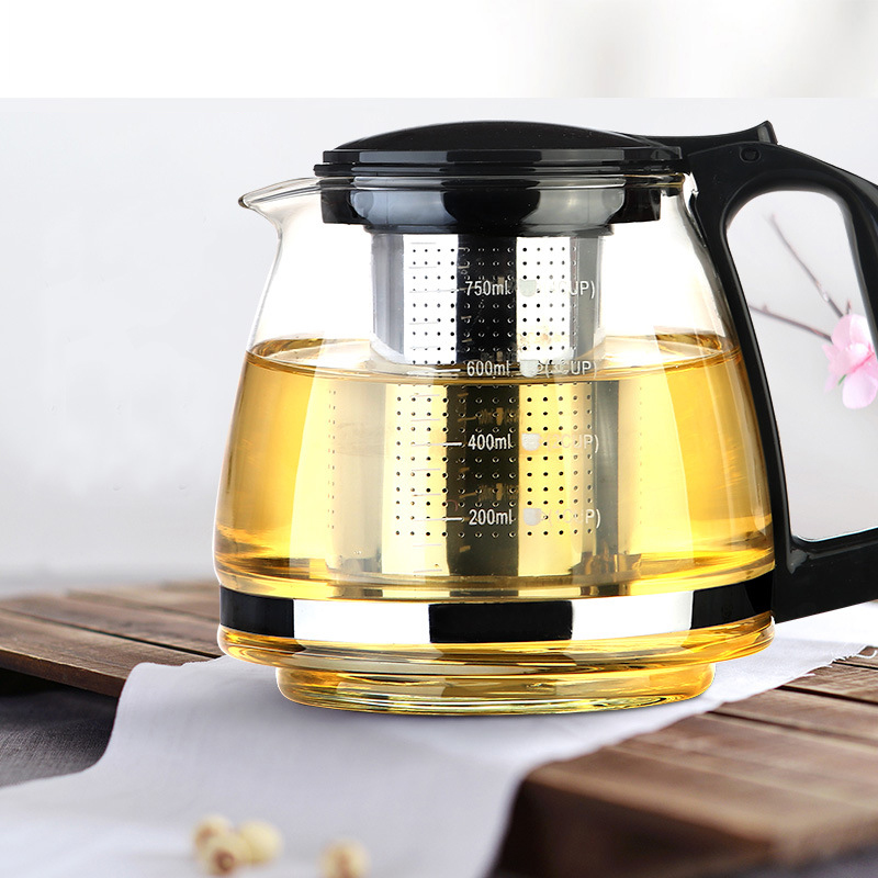 High Borosilicate Glass Teapot New Design, Durable Heat-Resistant with Plastic Handle