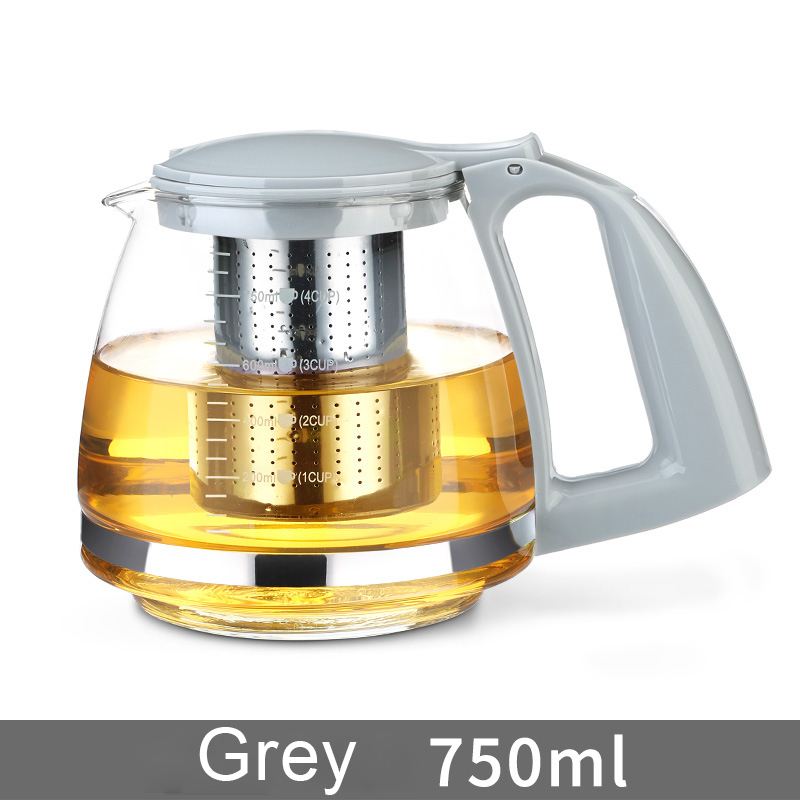 High Borosilicate Glass Teapot New Design, Durable Heat-Resistant with Plastic Handle