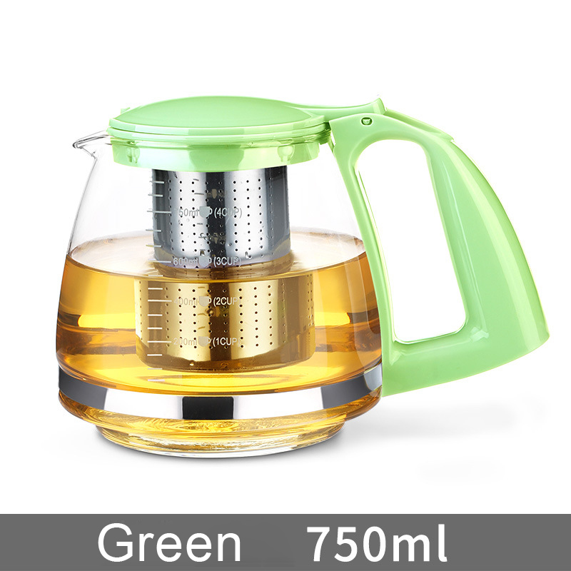 High Borosilicate Glass Teapot New Design, Durable Heat-Resistant with Plastic Handle
