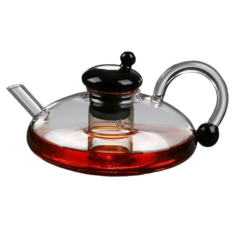 Newest Design, Bulk Purchase Options High Quality Black Color Borosilicate Glass Teapot