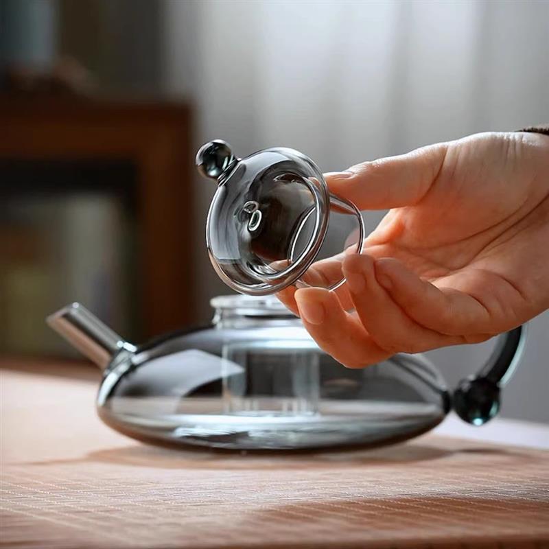 Newest Design, Bulk Purchase Options High Quality Black Color Borosilicate Glass Teapot