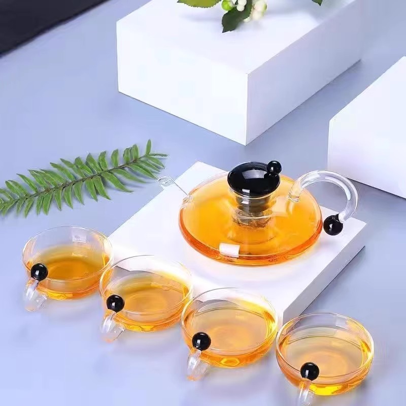 Newest Design, Bulk Purchase Options High Quality Black Color Borosilicate Glass Teapot
