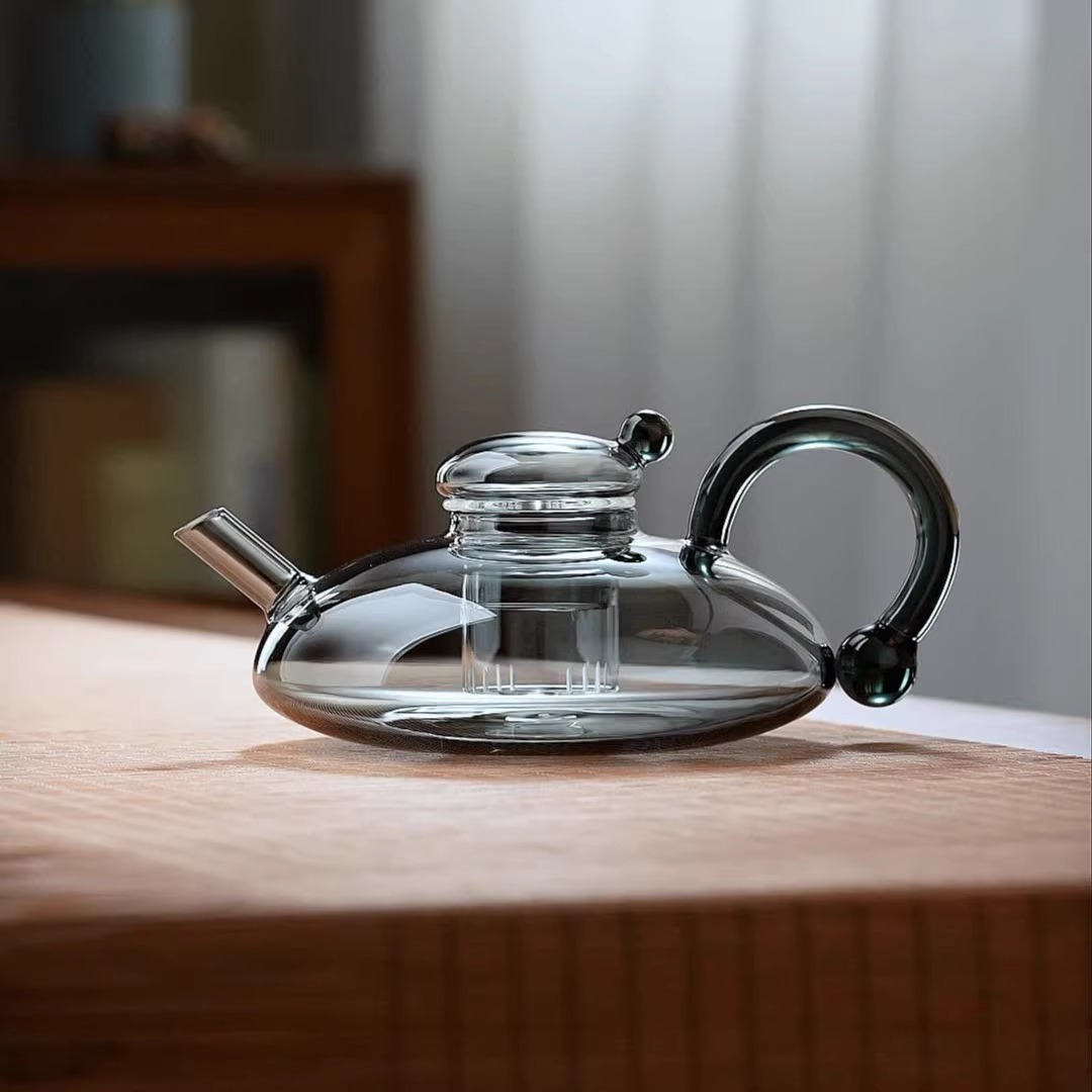 Newest Design, Bulk Purchase Options High Quality Black Color Borosilicate Glass Teapot