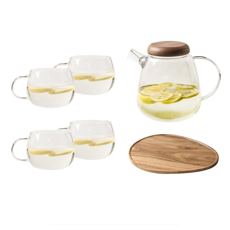 New Release, Best for Wholesale & Retail Modern High Borosilicate Glass Teapot Set with Acacia Wood Cover and Cup