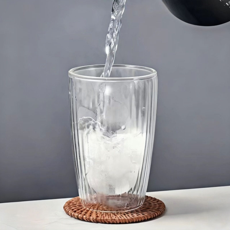 double wall drinking glass Vertical stripe shape espresso cup