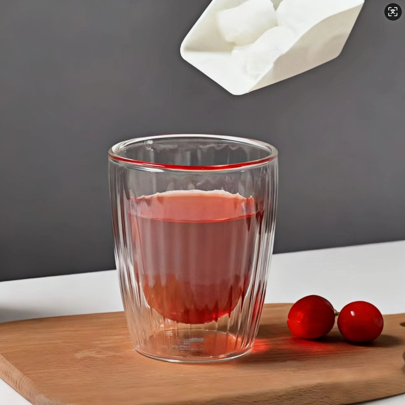 double wall drinking glass Vertical stripe shape espresso cup