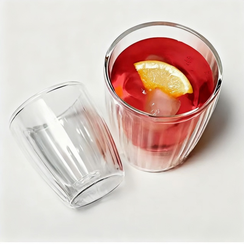 double wall drinking glass Vertical stripe shape espresso cup