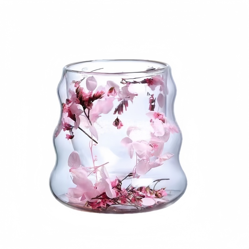 Insulated clear borosilicate double wall coffee Dried flower cups