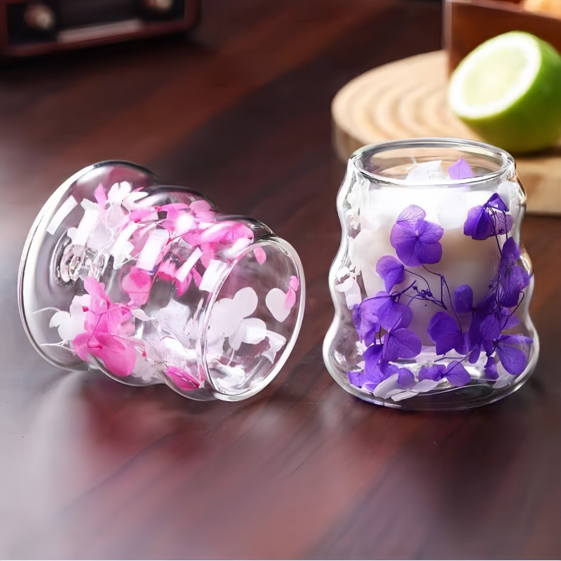 Insulated clear borosilicate double wall coffee Dried flower cups