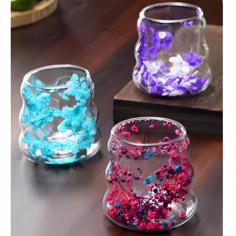 Insulated clear borosilicate double wall coffee Dried flower cups