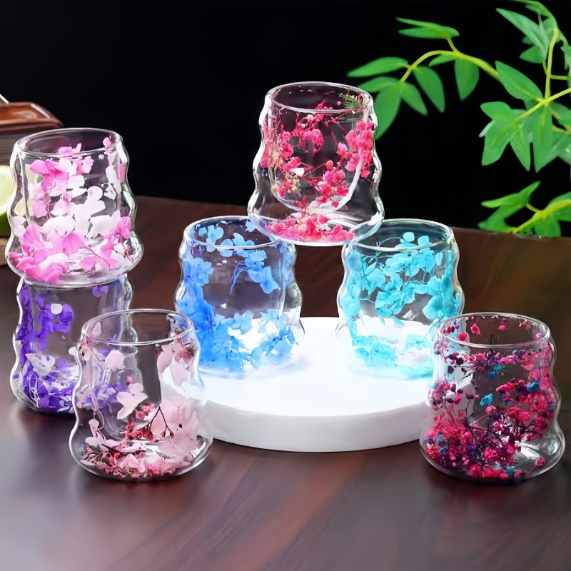 Insulated clear borosilicate double wall coffee Dried flower cups