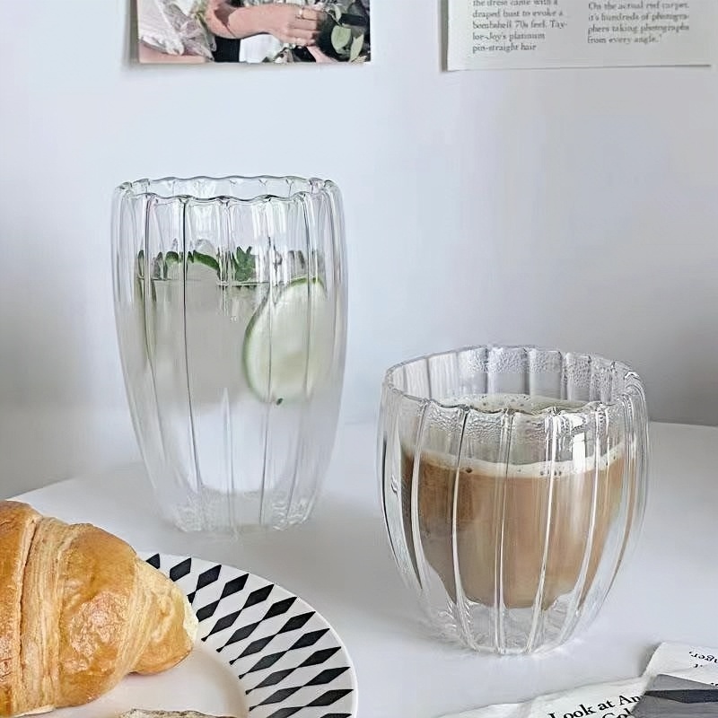 personalized stemless double wall insulated glass espresso coffee wine cups