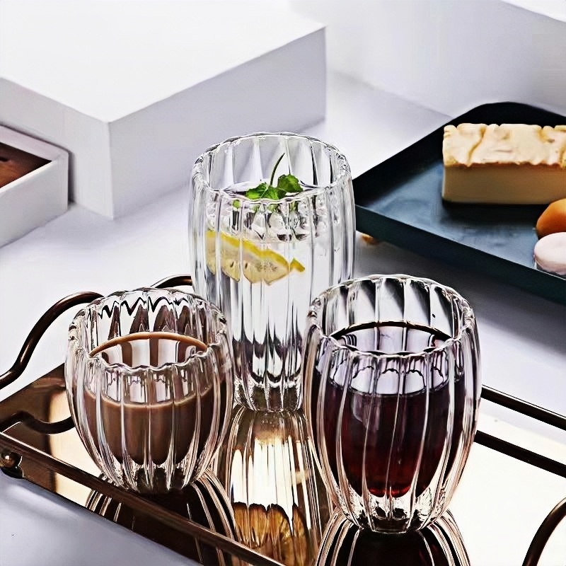 personalized stemless double wall insulated glass espresso coffee wine cups