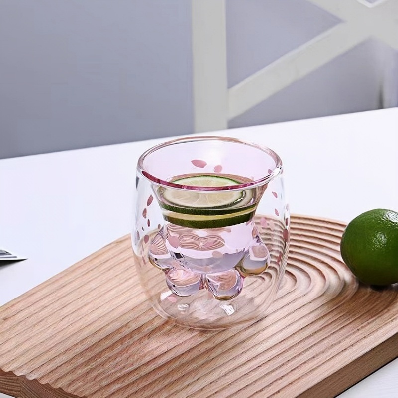 Cat's claw shape double wall glass keep coffee cups mugs