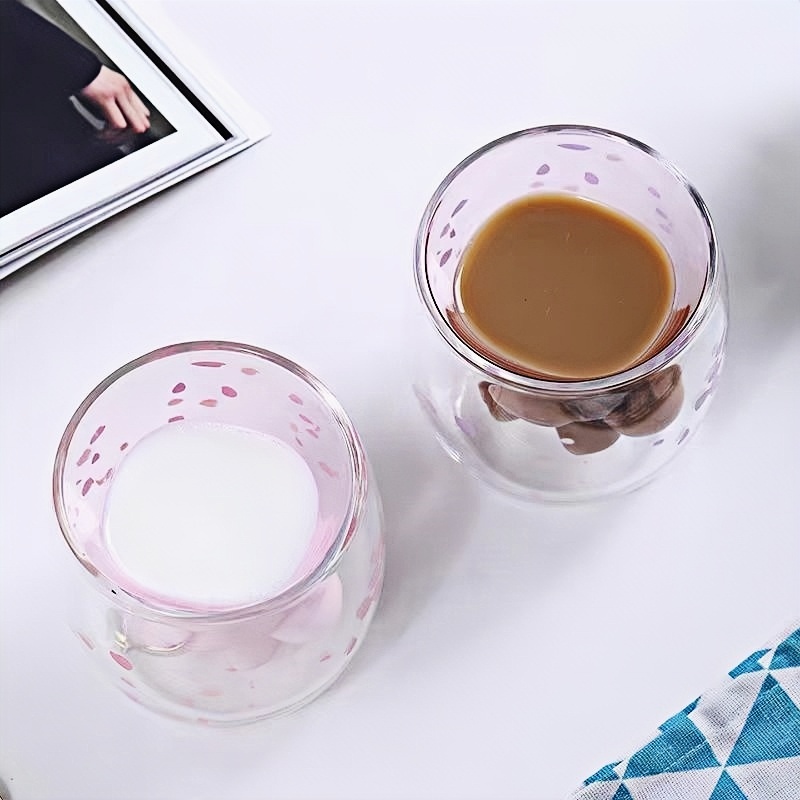 Cat's claw shape double wall glass keep coffee cups mugs
