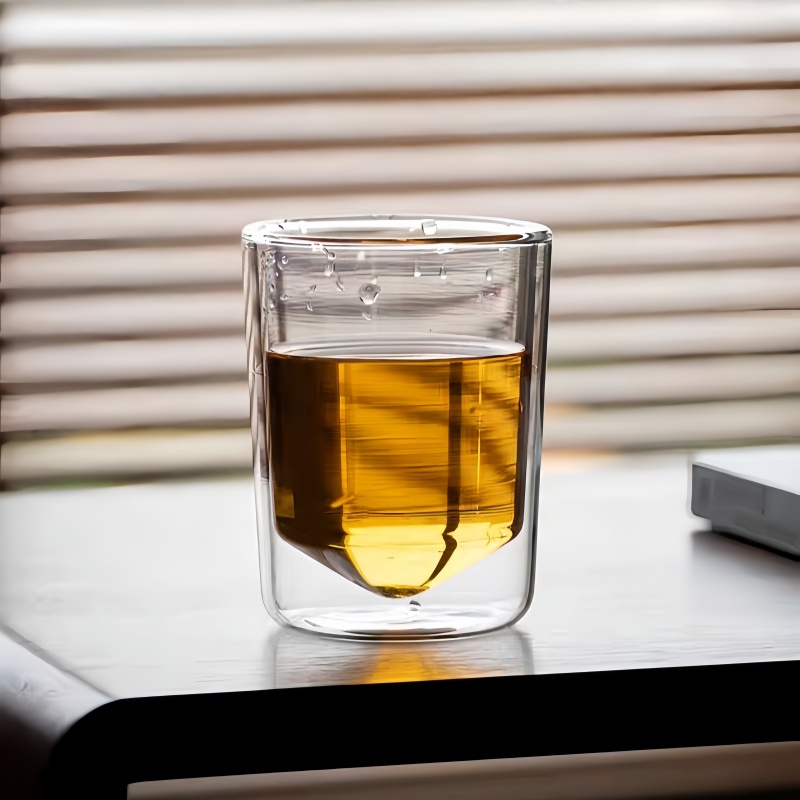 Insulated double layer glass drinking tea mug