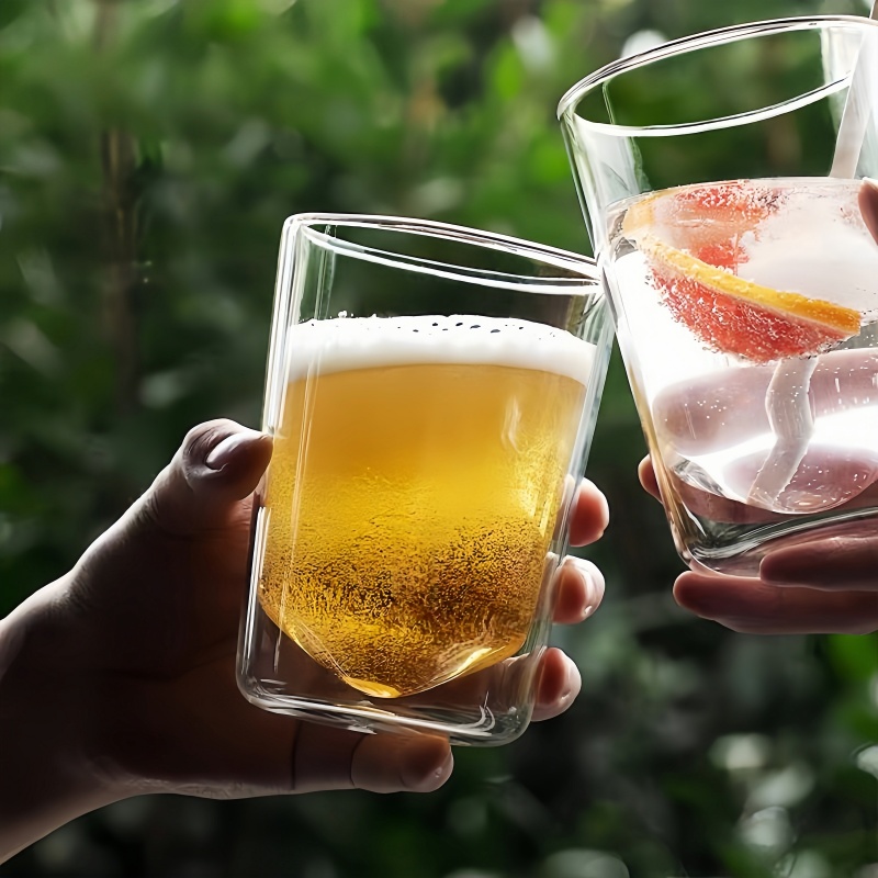 Insulated double layer glass drinking tea mug