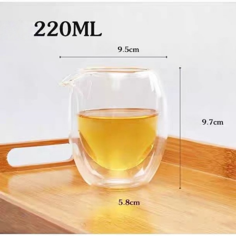 Clear reusable insulated double thermal travel glass mugs