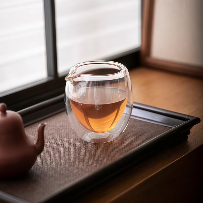 Clear reusable insulated double thermal travel glass mugs