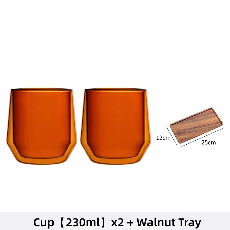 230ml modern Amber double lined coffee tea glasses