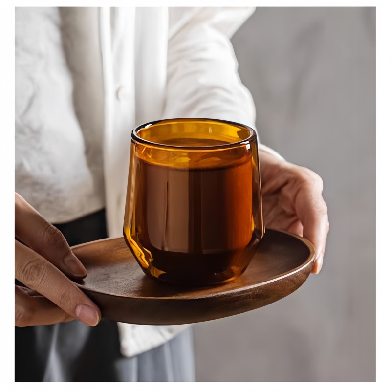 230ml modern Amber double lined coffee tea glasses