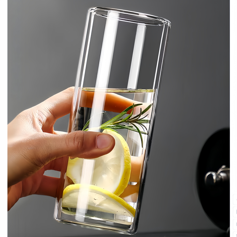 High-necked glass cup