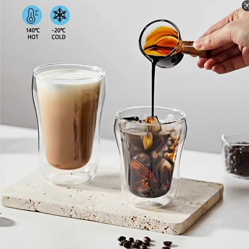 double layer glass cup