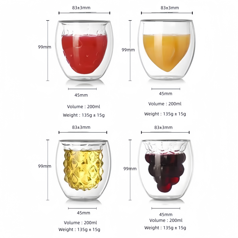 Creative Novel Fruit-shaped double-layered beverage glass cup