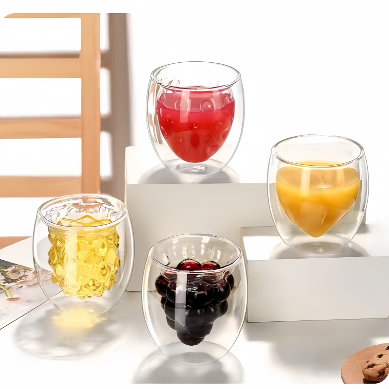 Creative Novel Fruit-shaped double-layered beverage glass cup
