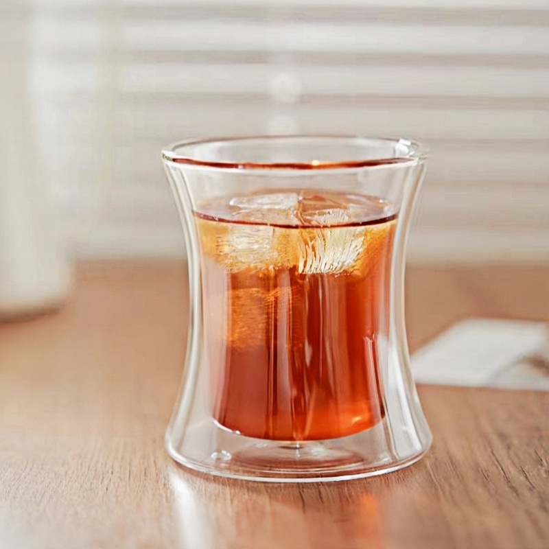 Small design walled drinking cappuccino glass cup