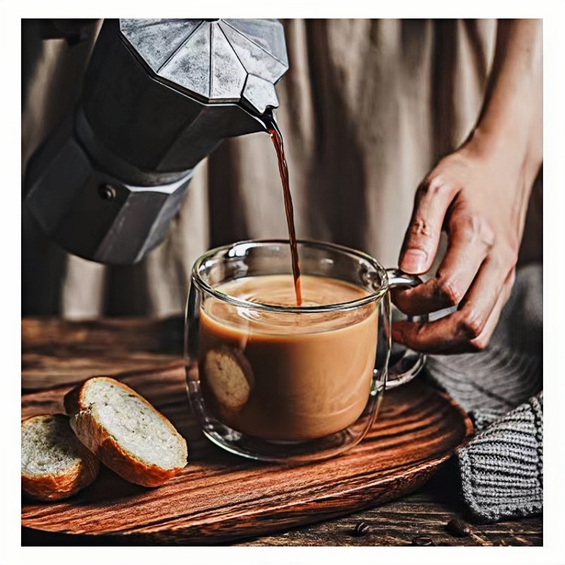 Double-layered cappuccino cups with handles