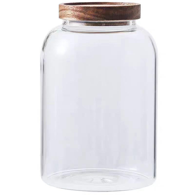 Air tight glass rice flour storage jar with lid