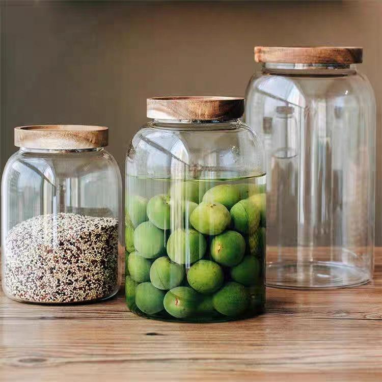 Air tight glass rice flour storage jar with lid