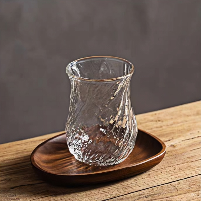 Personalized borosil pyrex ribbed glass coffee cups glass cappuccino cups