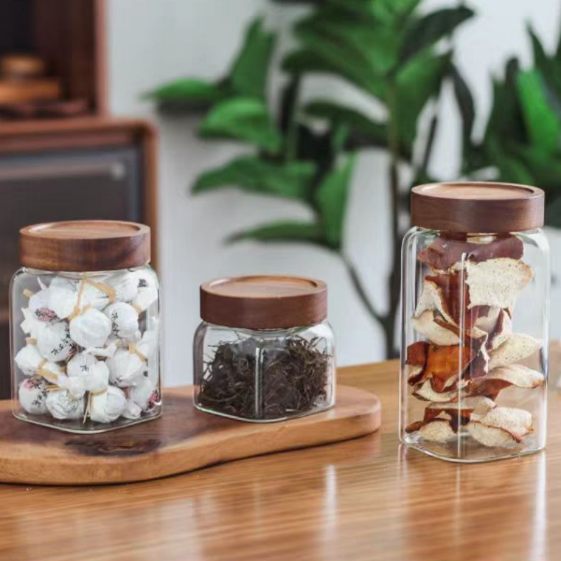 Wholesale large borosil glass organizer jar with screw lid