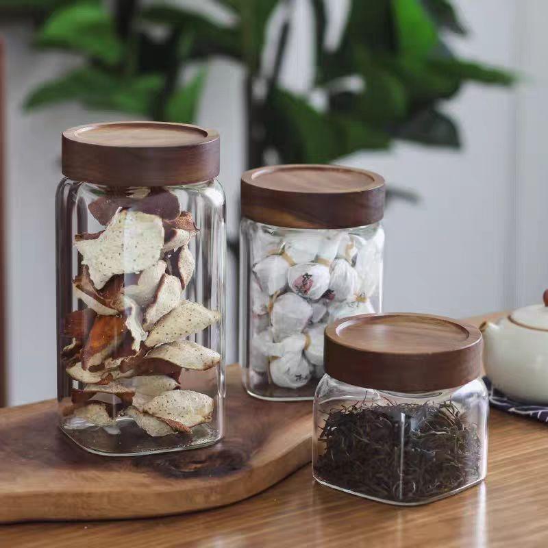 Wholesale large borosil glass organizer jar with screw lid