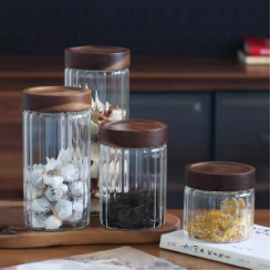 glass jar with sealed acacia lid