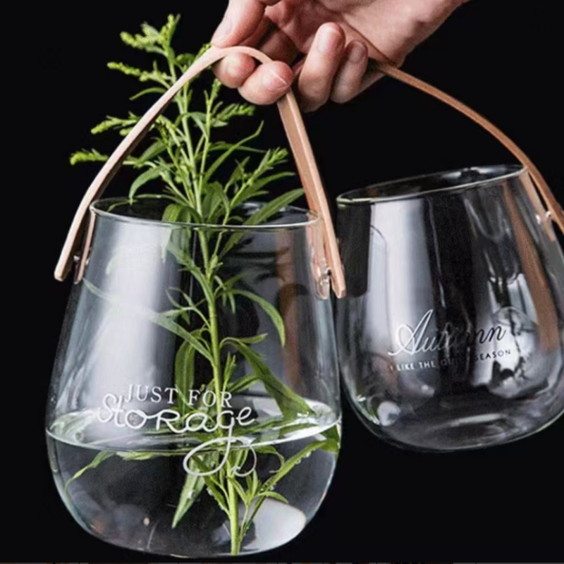 Unique decorative glass canister with handle