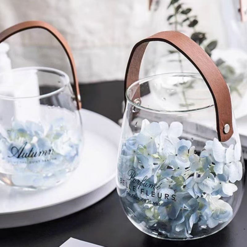 Unique decorative glass canister with handle