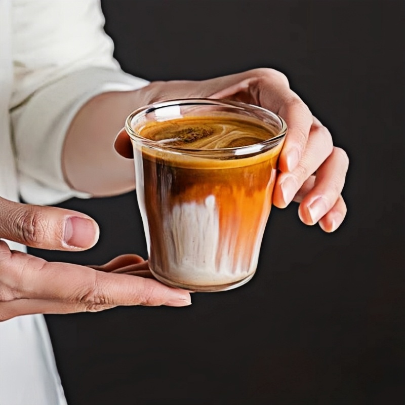 Modern pyrex thin delongi latte coffee glasses tumblers blown glass cups